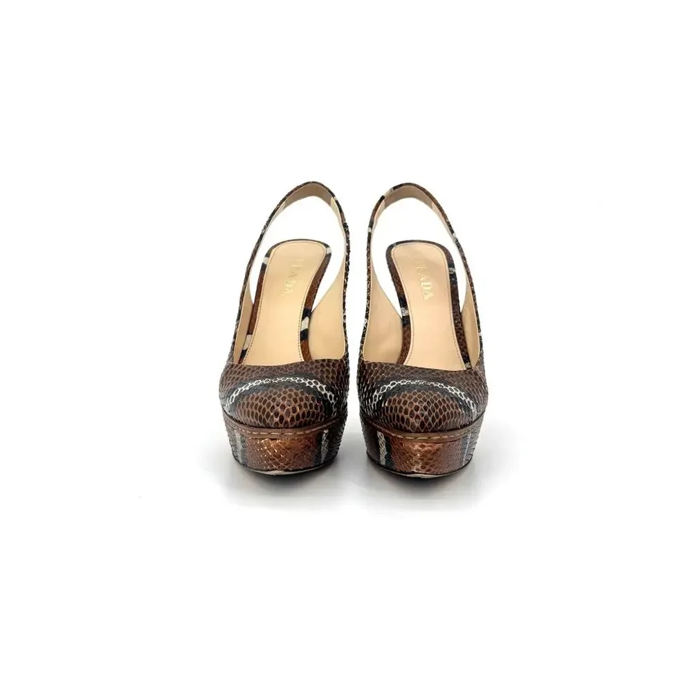 Prada SS 2009 Snakeskin Platform Slingback High Heel Pumps 36.5